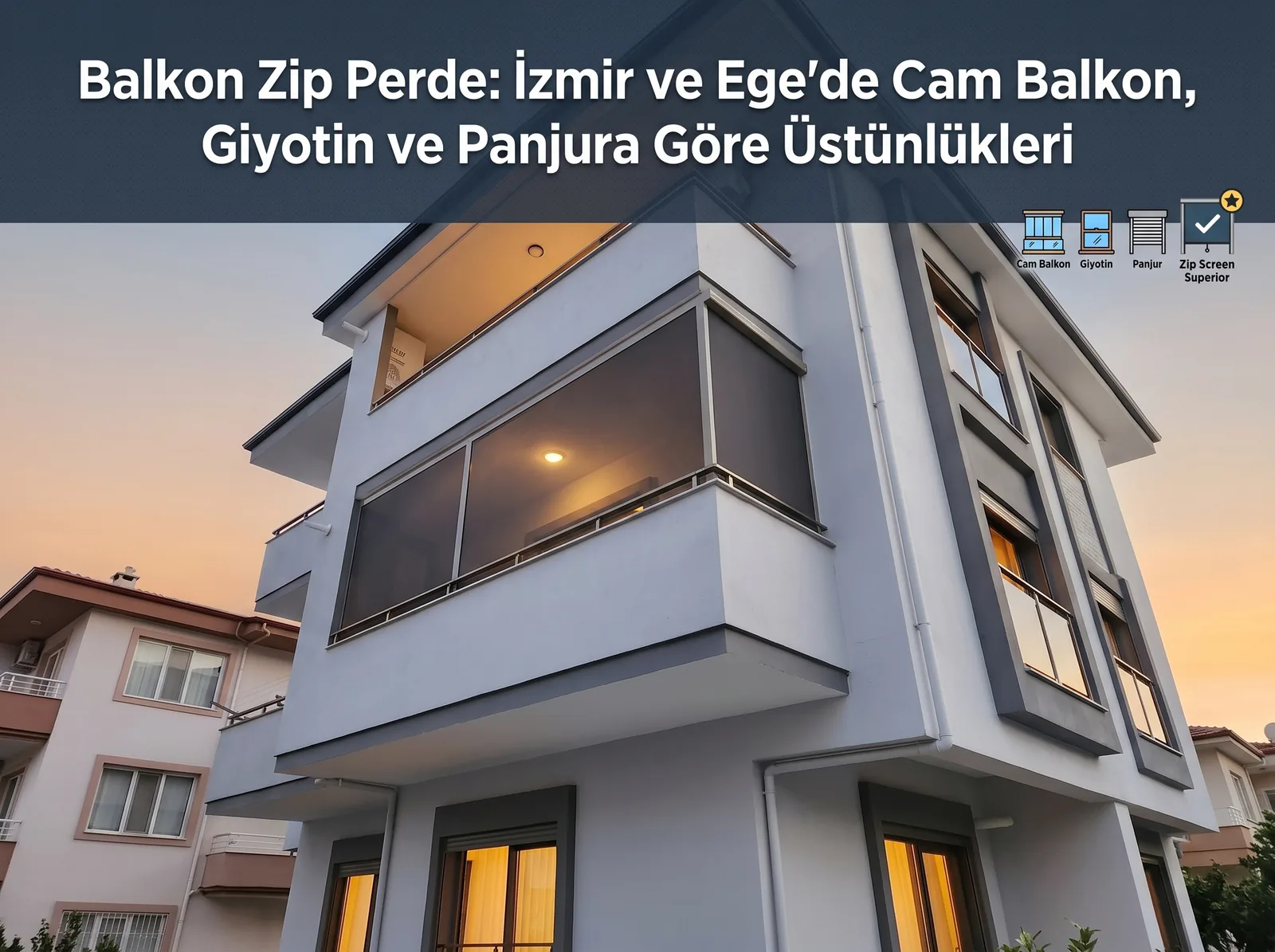 Balkon Zip Perde: İzmir ve Ege'de Cam Balkon, Giyotin ve Panjura Göre Üstünlükleri